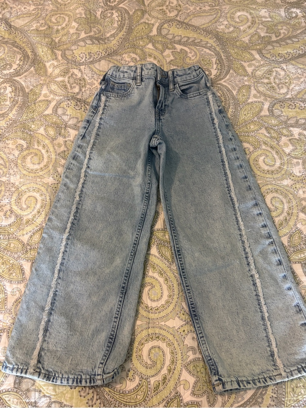 GAP Kids Light Blue Wide-Leg Frayed Seam Jeans